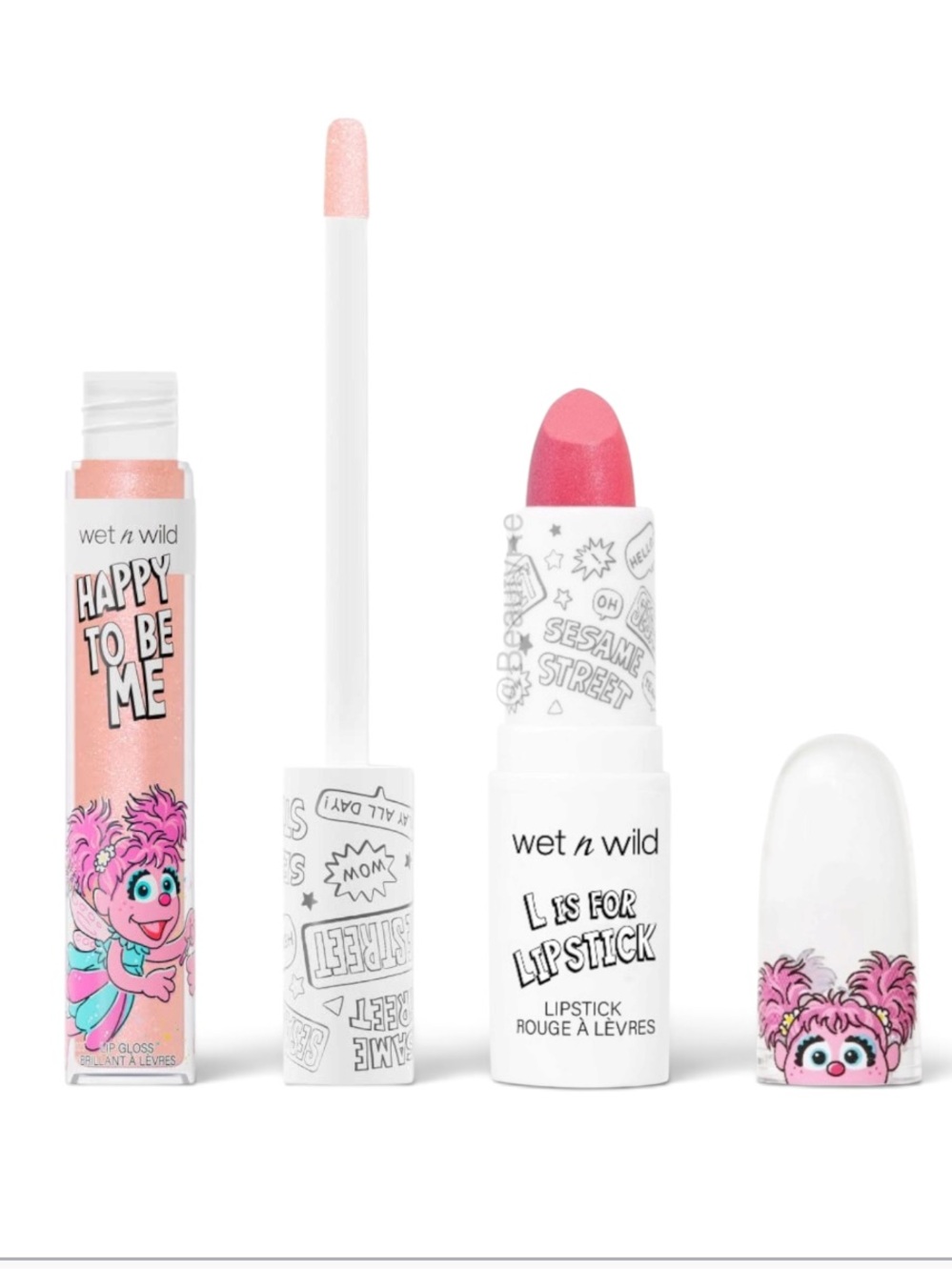 wet n wild Sesame Street Pink Lipstick & Shimmer Gloss Duo Abby Cadabby
